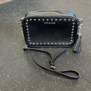 Womens Crossbody Black Studded Bag